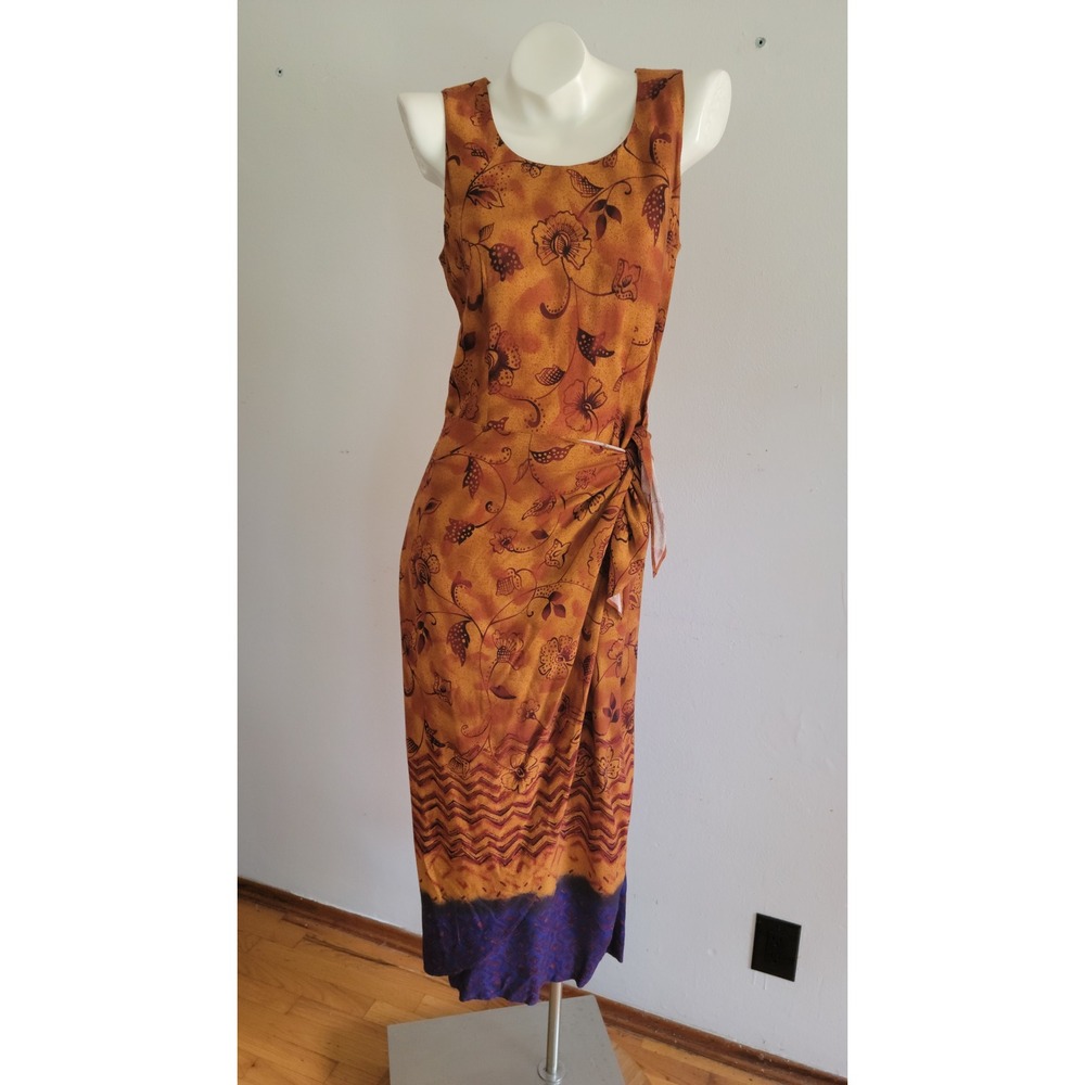 Scarlett Vintage Batik Maxi Dress 5/6 Botanical Floral Earthy Indie Resortwear